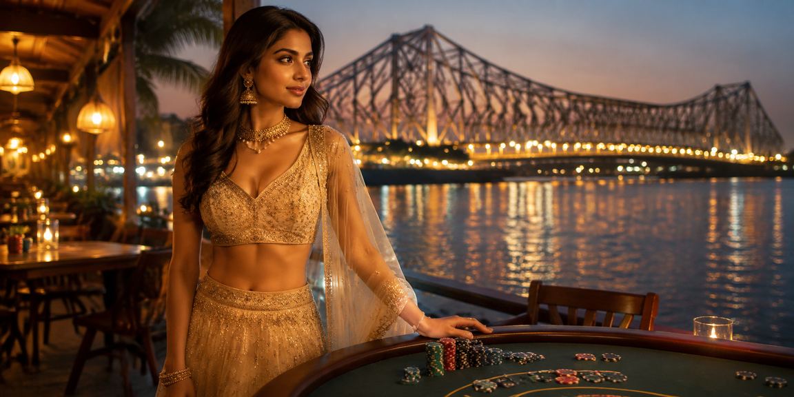 Kolkata Howrah Bridge nightlife with entertainment and casino vibes